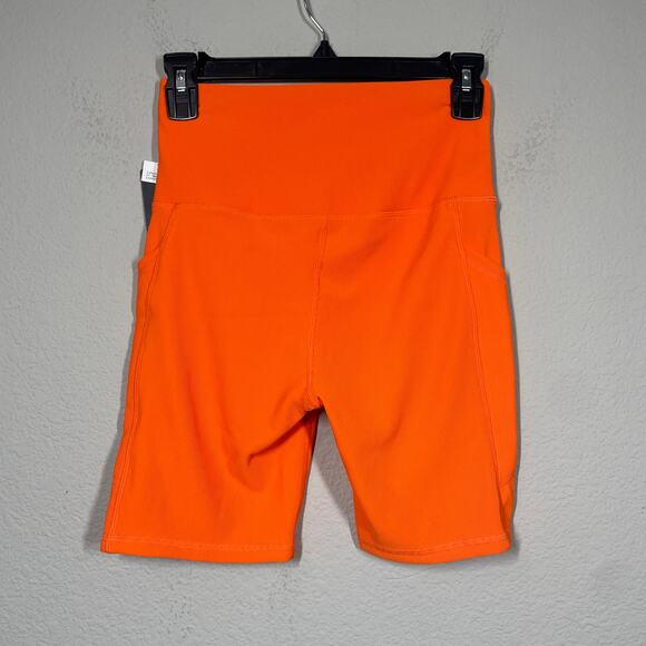 Move Theology Small Ribbed Contour Tank Shorts Workout Set Orange 2 Piece - Picture 4 of 14